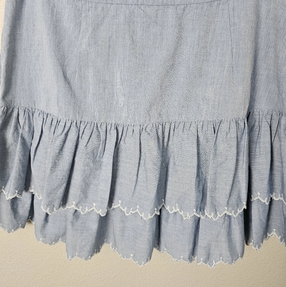 Ulla Johnson Tiered Ella Embroidered Cotton Poplin Mini Skirt